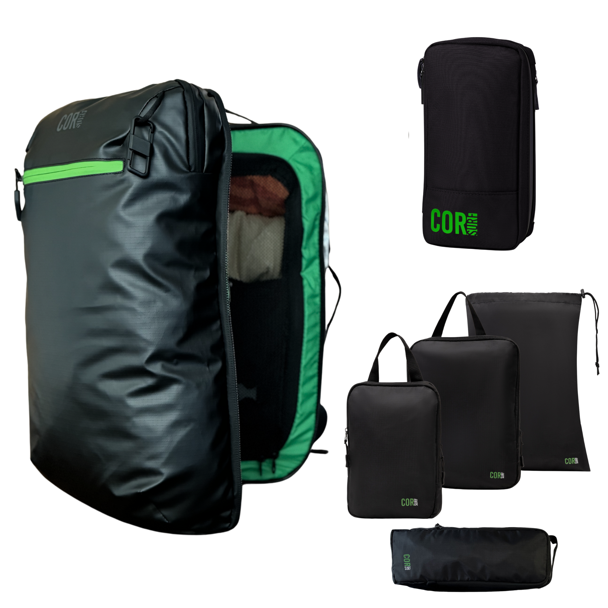 Island Hopper Travel Bundle - Backpack + Toiletry Bag + Compression Packing Cubes with YKK