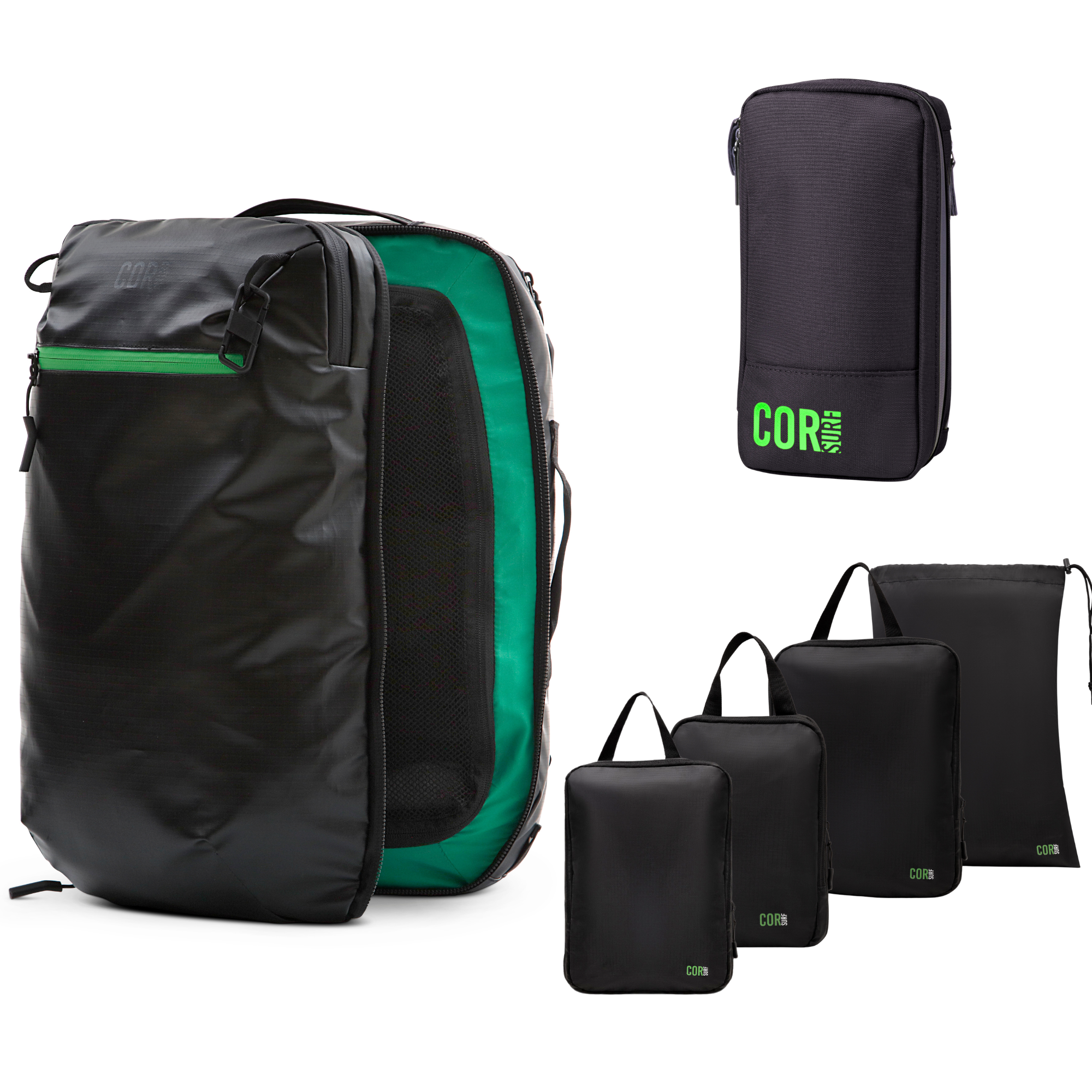 Island Hopper Travel Bundle - Backpack + Toiletry Bag + Compression Packing Cubes with YKK