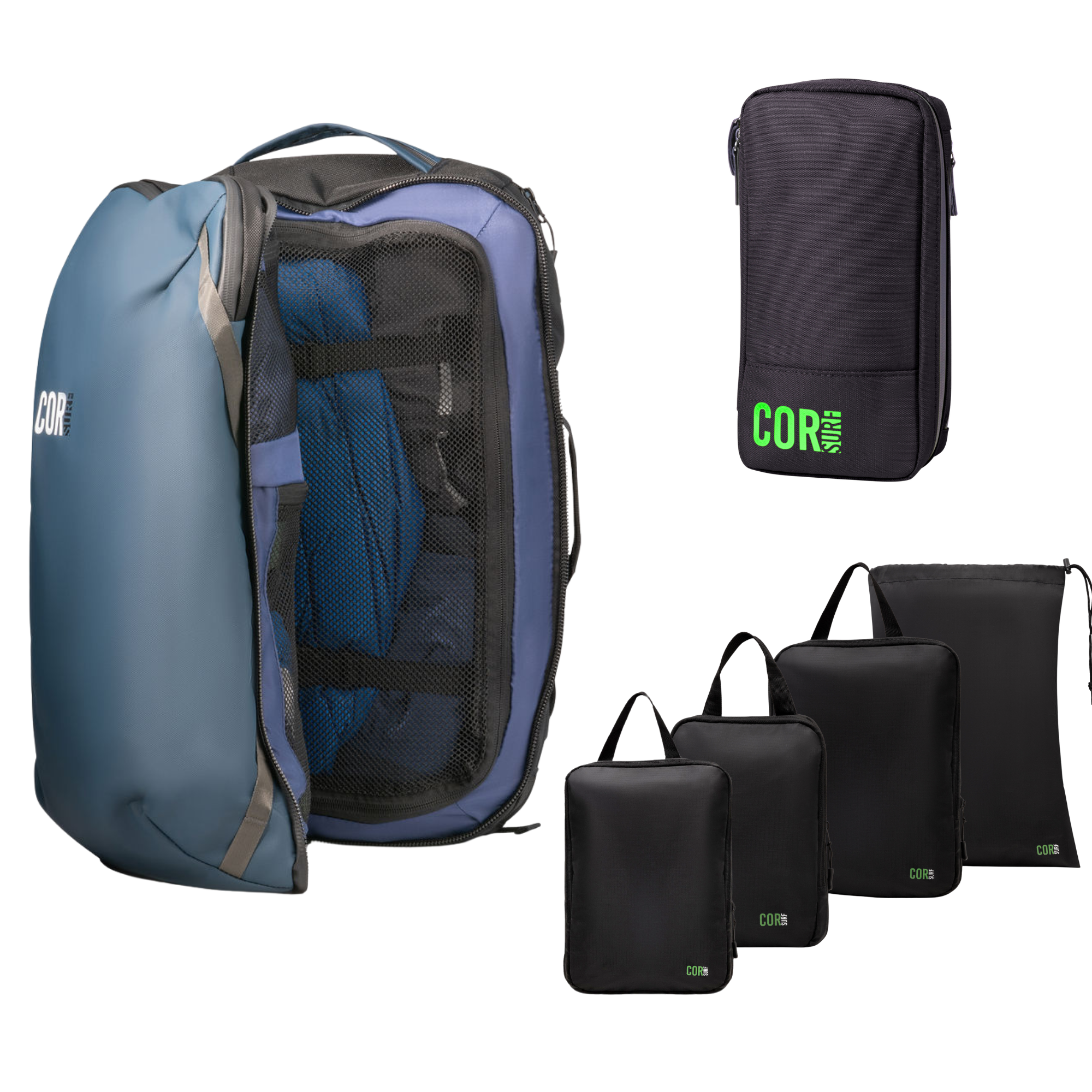 Island Hopper Travel Bundle - Backpack + Toiletry Bag + Compression Packing Cubes with YKK