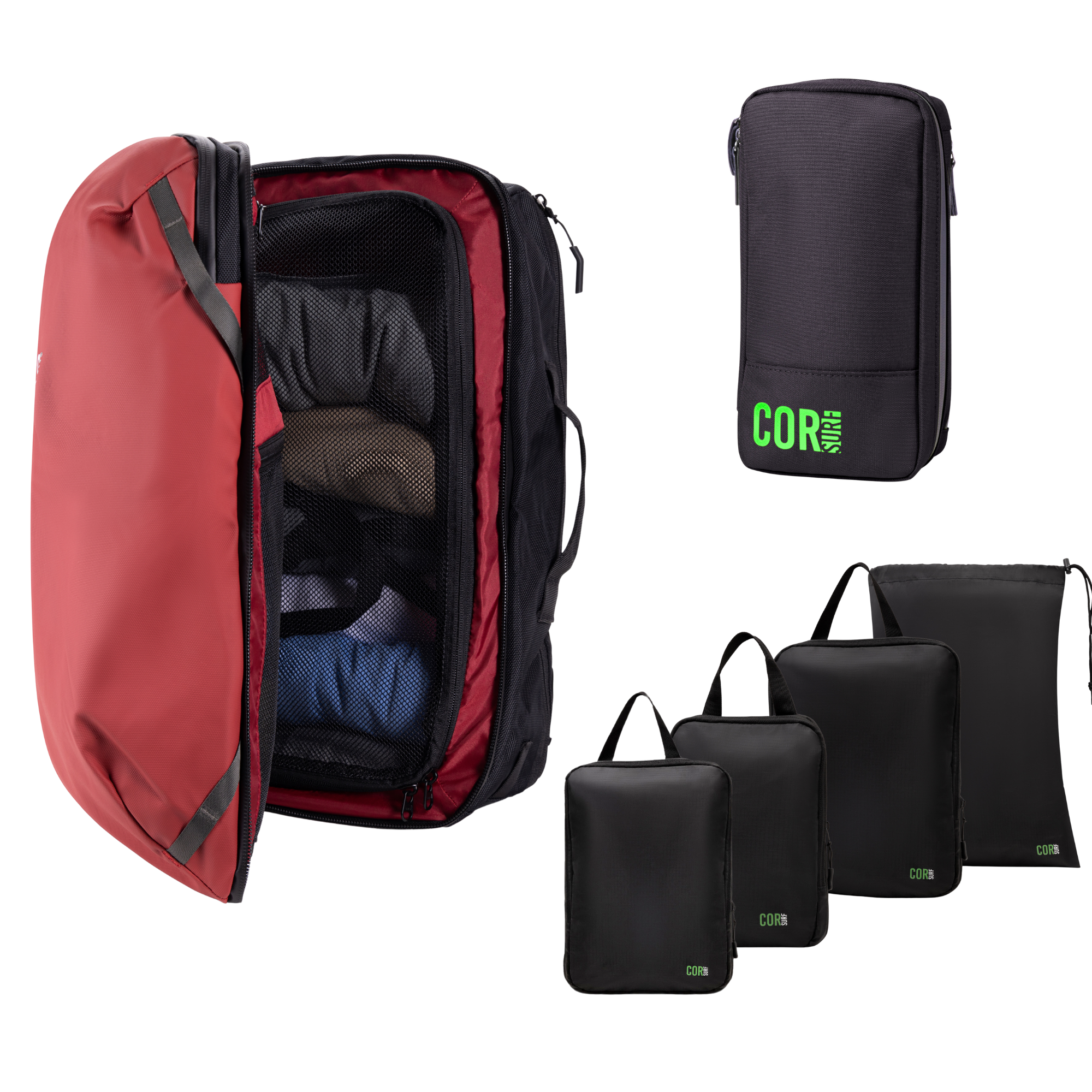 Island Hopper Travel Bundle - Backpack + Toiletry Bag + Compression Packing Cubes with YKK