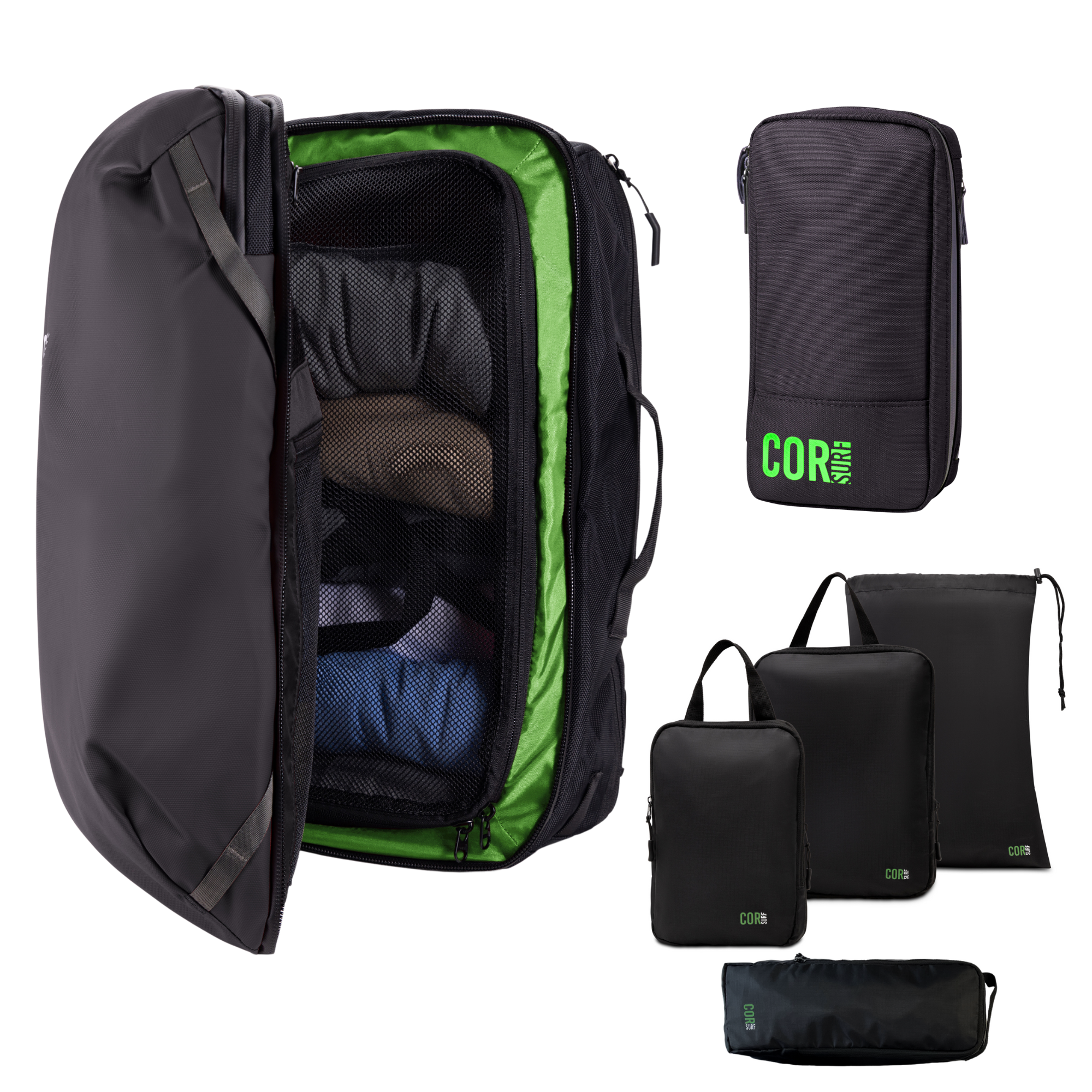 Island Hopper Travel Bundle - Backpack + Toiletry Bag + Compression Packing Cubes with YKK
