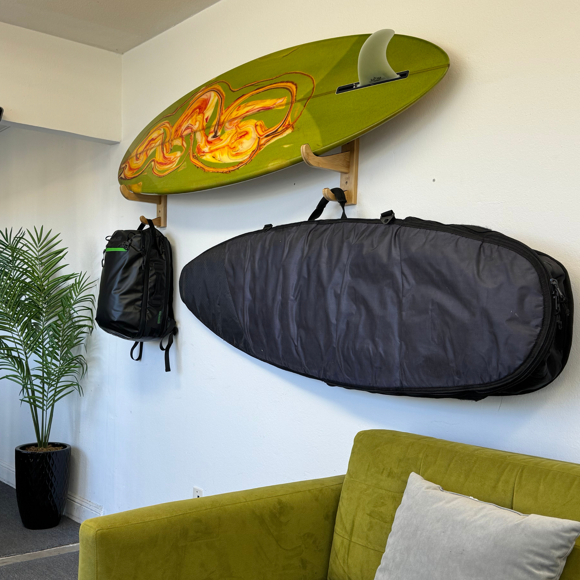 Bamboo SUP Wall Mount with Paddle Rack