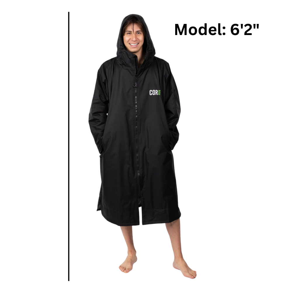  Hiturbo Warm Waterproof Swim Parka: Oversized Hooded Changing  Robe - Sherpa Liner Swimming Coat - Recycled Fabric Surf Poncho (Black) :  Sports & Outdoors
