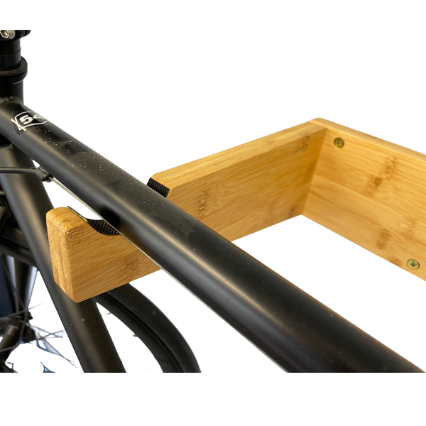 Premium In-Home Bamboo & Birch Bike Wall Mount with Shelf