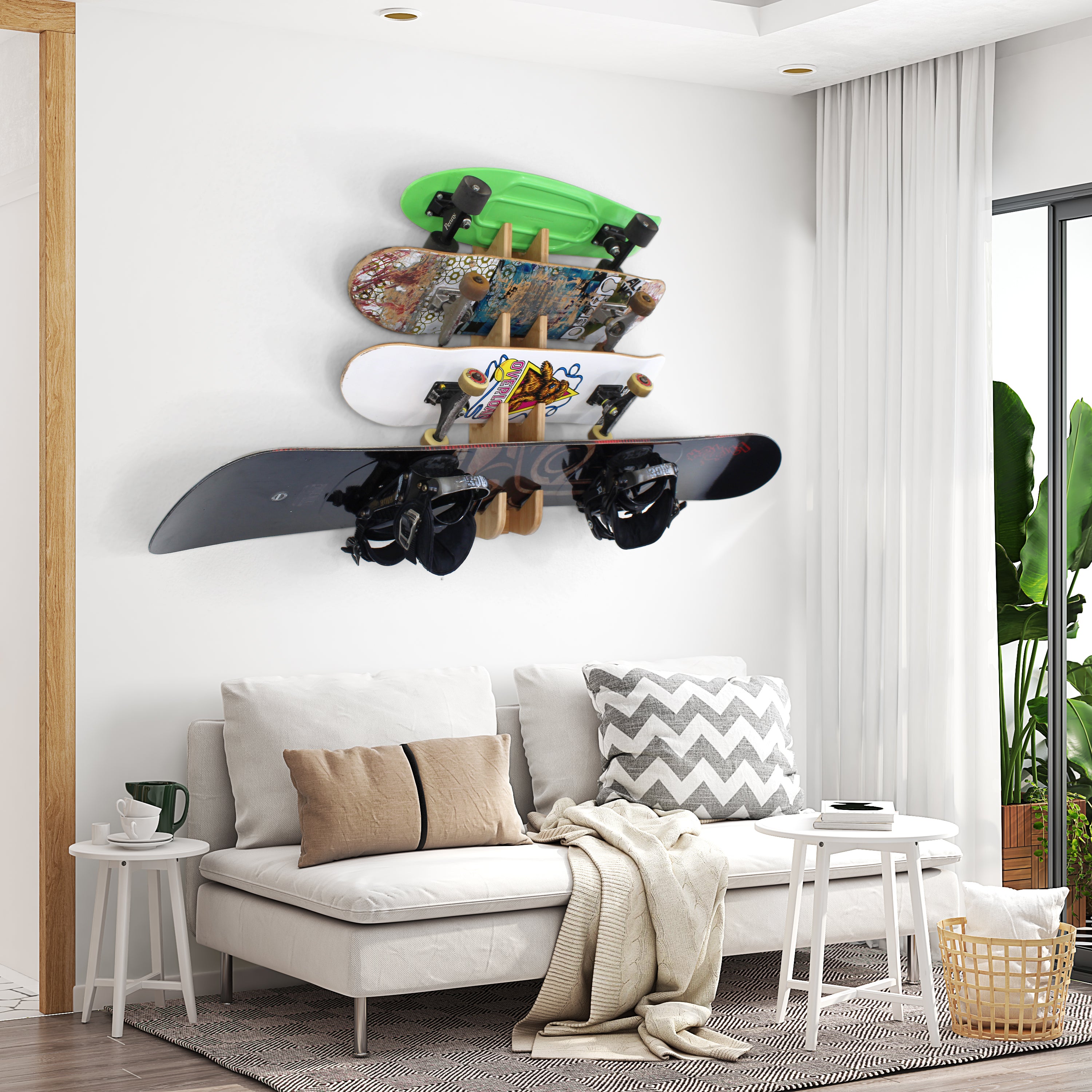 Double Support mural pour Surf Snowboard Wakeboard Ski Skateboard Longboard  Stockage 2 Voies